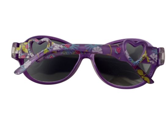 Picture of Girls sunglasses Purple with Flowers design  and heart arms