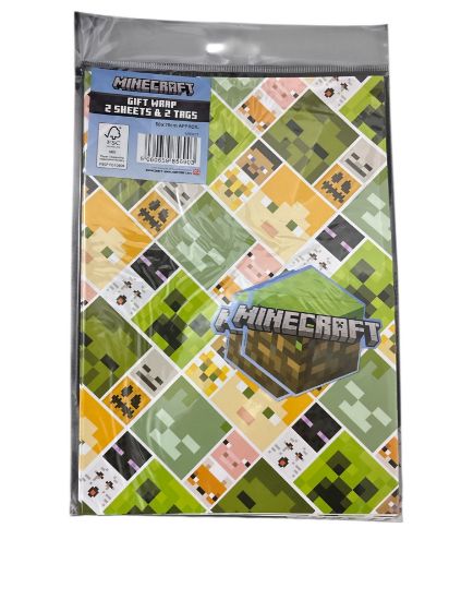 Picture of Minecraft Birthday Wrapping Paper 2 Sheet 2 Tags New minecraft gift wrap