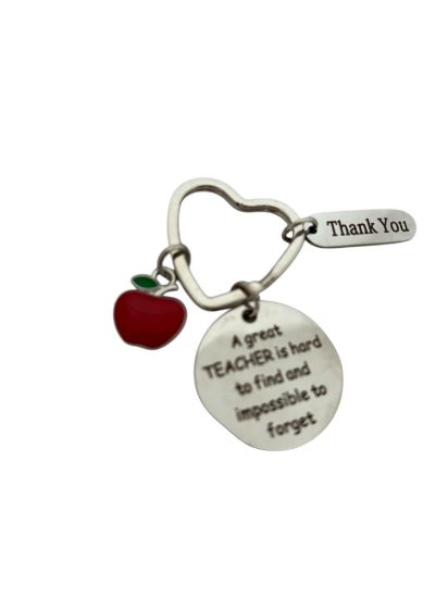Picture of Teacher Gift A Great teacher is hard to find Keyring with apple Charm NEW