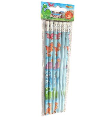 Picture of 6 x dinosaur pencils with eraser tips  blue pencils