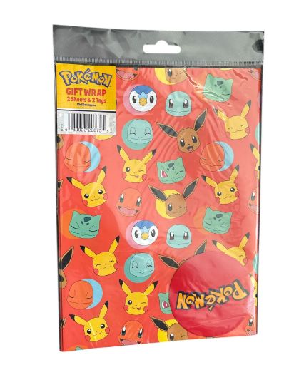 Picture of Pokemon Gift Wrap 2 Sheets +2 Tags Pokemon Gift wrap Picachu