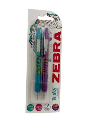Picture of 2 x zebra z-grip funky ballpoint pens animal brights new boxed