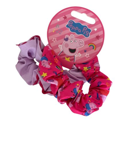 Picture of 2 x peppa pig hair scrunchies set NEW lilac & pink