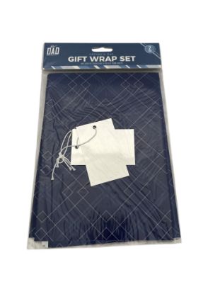 Picture of Fathers day gift wrap set Gemoetric with 2 sheets 2 silver Tags NEW