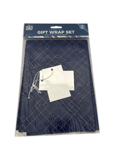 Picture of Fathers day gift wrap set Gemoetric with 2 sheets 2 silver Tags NEW