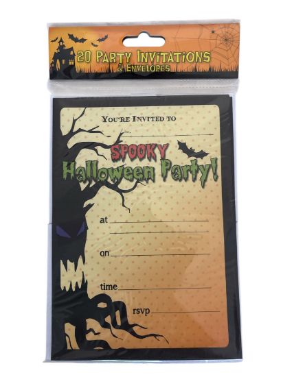 Picture of 20 x halloween party invitations and envelopes spooky halloween party AA