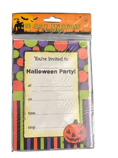 Picture of 20 x halloween party invitations and envelopes  halloween party pumpkin  design