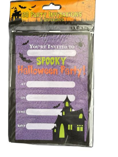 Picture of 20 x spooky halloween party invitations and envelopes  halloween spooky haunted house design