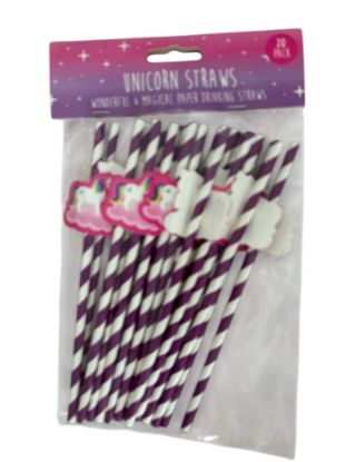 Picture of 20 x unicorn straws paper straws NEW