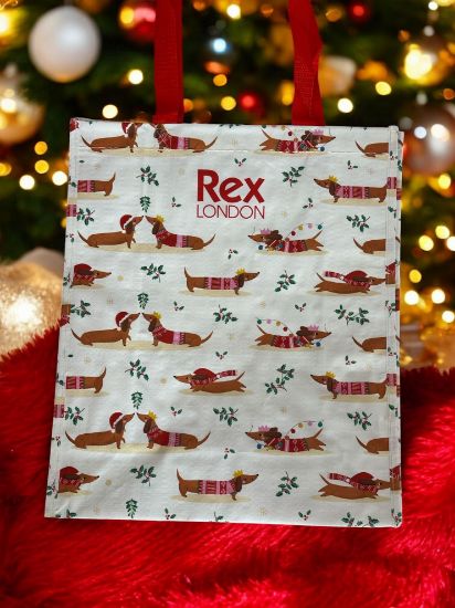 Picture of Christmas Dachshund Shopping bag - Festive Sausage Dog Tote Bag NEW