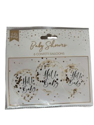 Picture of 6 x Baby Shower Gold Confetti Balloon Hello Baby balloons Baby Shower Balloons
