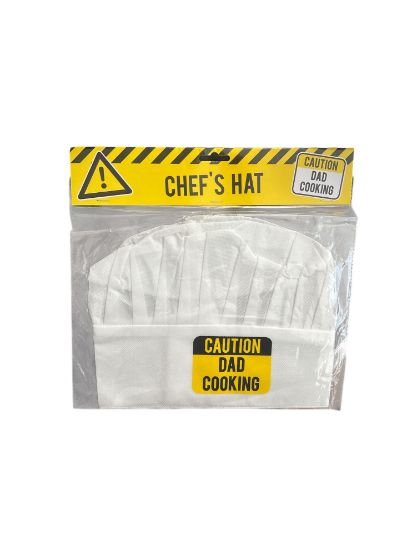 Picture of Caution Dad Cooking Chef Hat White BBQ Novelty Gift NEW