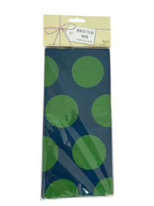 Picture of 10 X sheets tissue paper Green On Blue Spot Tissue Paper new