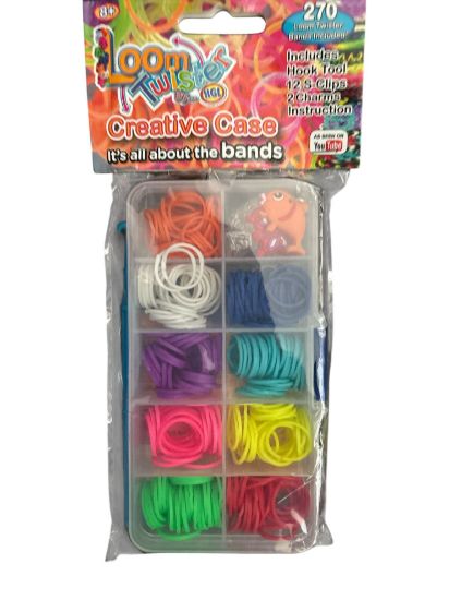 Picture of 270 x LOOM BANDS SET 12 S-CLIPS 2 charms assorted colours in storage box NEW