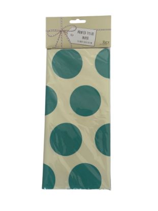 Picture of 10 sheets Turquoise spots On White Tissue Paper new