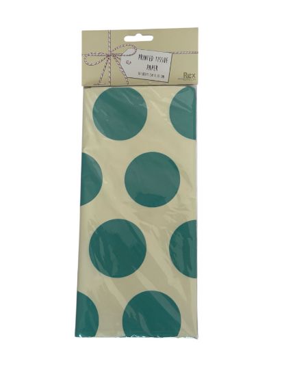 Picture of 10 sheets Turquoise spots On White Tissue Paper new
