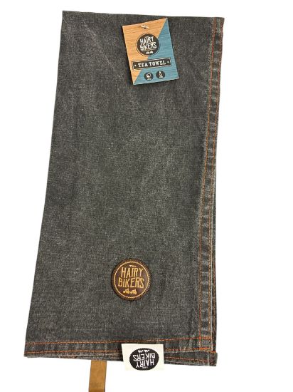 Picture of black denim tea towel Hairy bikers Tea Towel NEW
