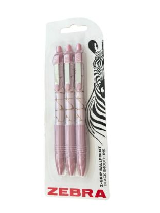 Picture of 3 x Zebra Z-Grip Smooth Ballpoint Pens Rose Blush Boxed