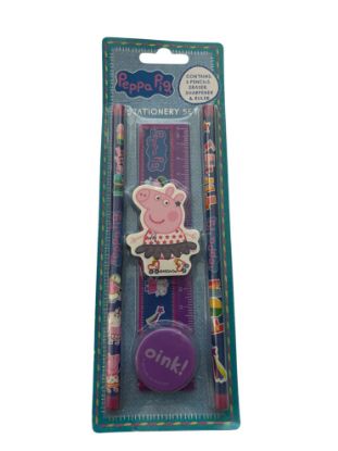 Picture of 5 piece Peppa Pig Stationery Set  pencils eraser sharpener ruler
