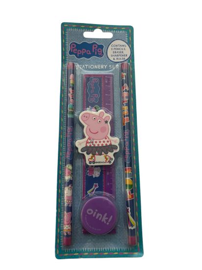 Picture of 5 piece Peppa Pig Stationery Set  pencils eraser sharpener ruler