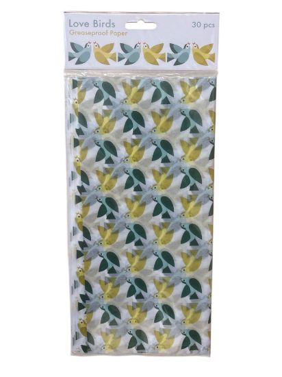 Picture of 30 x Rex London LOVE BIRDS GREASEPROOF PAPER New