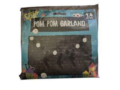 Picture of halloween 1.4m pom pom garland halloween bat garland
