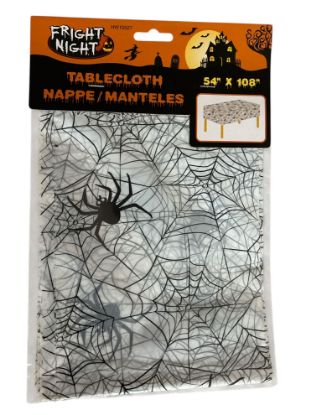 Picture of halloween table cover Spiderweb design White with Black NEW 54 x 108 cm