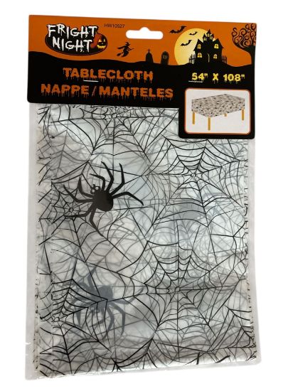 Picture of halloween table cover Spiderweb design White with Black NEW 54 x 108 cm