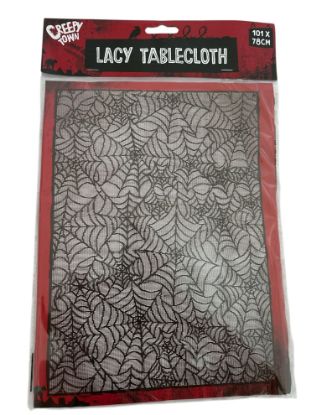 Picture of Halloween Lacy Tablecloth 101 x 78cm Spiders Web Tablecloth NEW