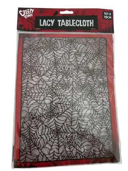 Picture of Halloween Lacy Tablecloth 101 x 78cm Spiders Web Tablecloth NEW