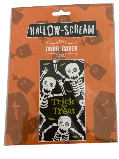 Picture of halloween door cover skeleton trick or treat door cover NEW