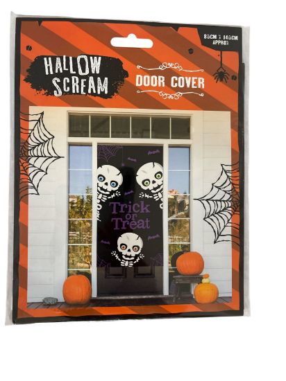 Picture of halloween door cover skeleton trick or treat door cover NEW PURPLE