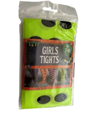 Picture of Girls Halloween Tights 7 to 10 years Kids Fancy Dress yellow with Black Spots NEW