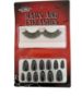 Picture of Black Halloween Eyelashes black with gold glitter plus false nails set NEW