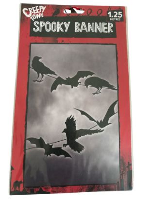 Picture of Halloween Party Hanging Decorations Crows & Bats Scary Banner New 1.25 metres