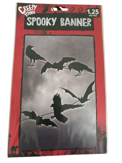 Picture of Halloween Party Hanging Decorations Crows & Bats Scary Banner New 1.25 metres