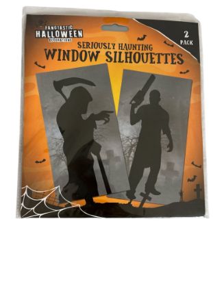 Picture of 2 x Halloween Window Silhouettes   Party Decoration Stickers Grim Reaper Axe