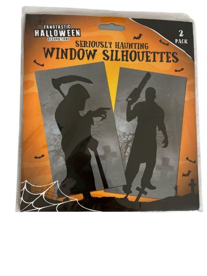 Picture of 2 x Halloween Window Silhouettes   Party Decoration Stickers Grim Reaper Axe