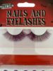 Picture of purple Halloween Eyelashes with gold glitter plus false nails set NEW