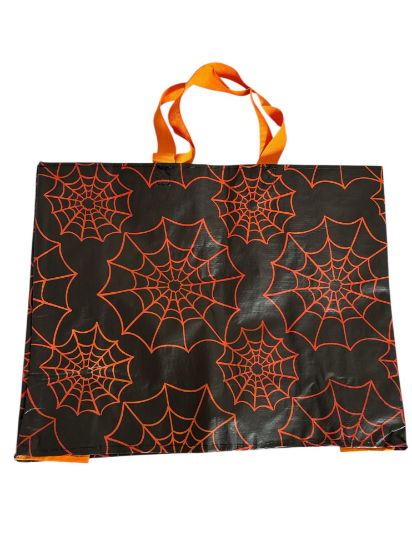 Picture of Halloween Tote Bag Cobweb Design NEW black and Orange spidersweb