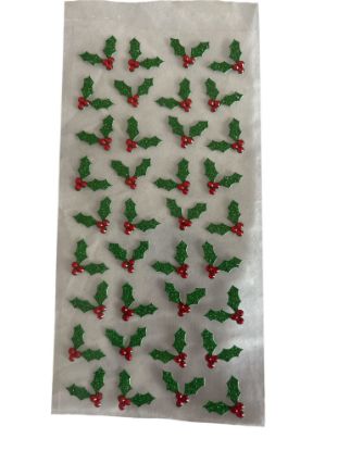 Picture of 36 x christmas holly stickers holly and berry stickers glitter holly