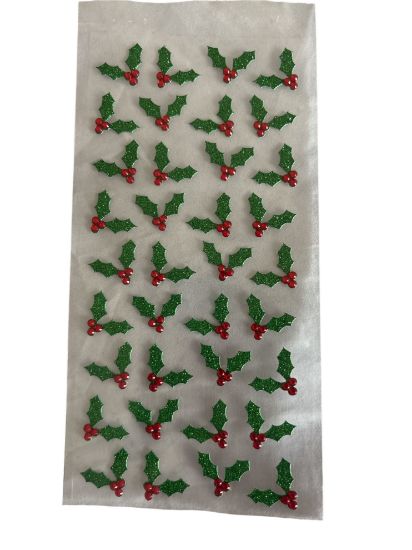 Picture of 36 x christmas holly stickers holly and berry stickers glitter holly