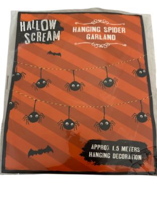 Picture of 3D Halloween Spider Garland Hanging Decoration 1.5 metres NEW