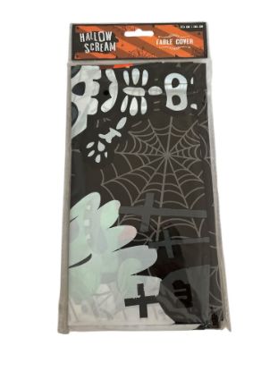 Picture of Spooky Halloween Reusable Cobwebs Plastic Table Cover monsters skeleton NEW