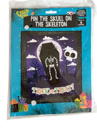 Picture of Pin the Skull on the Skeleton With Blindfold NEW  Halloween Party Game