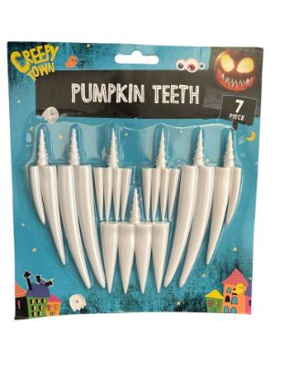 Picture of 7 Pack Halloween Pumpkin Carving Teeth  Reusable Screw Spooky Fangs Kids Party