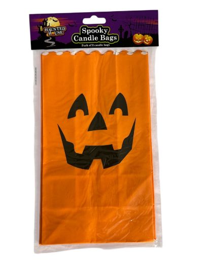 Picture of 3 x HALLOWEEN CANDLE BAGS pumpkin design Orange bags NEW