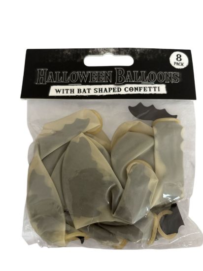 Picture of 8 x Halloween balloons - Bat confetti balloons