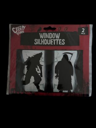 Picture of 2 x Halloween Window Silhouettes   Party Decoration Stickers grim reaper and zombie