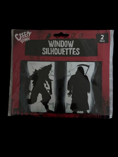 Picture of 2 x Halloween Window Silhouettes   Party Decoration Stickers grim reaper and zombie